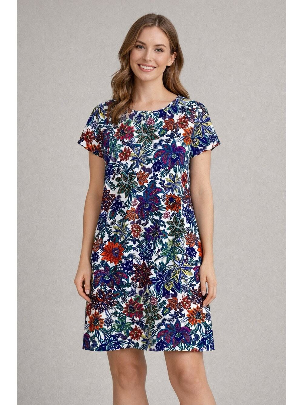 Jude Connallly Dress Small Blue Floral Print Short Sleeve Beach Summer